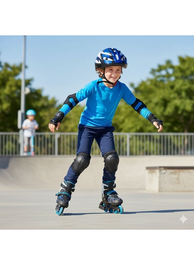 طقم حماية للأطفال 7 في 1 لركوب الدراجات والسكوتر والتزلج - يتضمن خوذة قابلة للتعديل وواقيات للركبة والكوع والمعصم - متعدد الألوان - Image 2